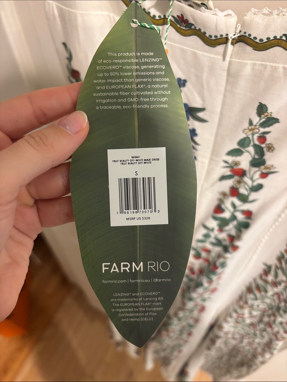 NWT FARM Rio Cream Maxi Dress with Blue and Red Floral Stripes - Picture 7 of 7